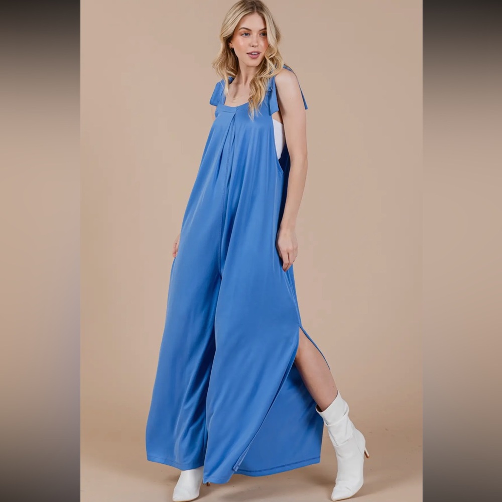 Modal Extra Wide Tie Sleeveless Overalls